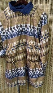 CASUAL Club Jacket Fleece Reversible Waterproof Beige Blue White Aztec Size S/36